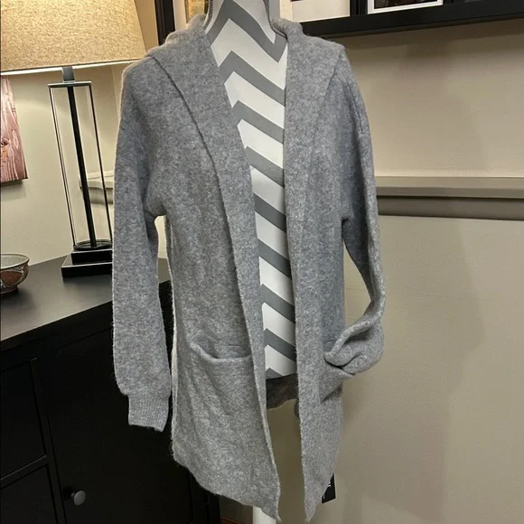 +BERYLL Vivian Cashmere Cropped Coat with Hood Coatigan, Shell Gray, OS, NWT